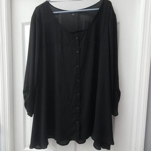 NWT Women's plus black button down blouse 26W/28W